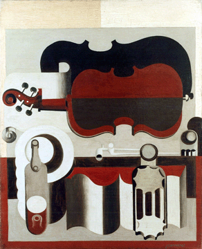 Le Corbusier, "Nature Morte Rouge au Violon,†1920, oil on canvas, 39½ by 31-7/8  inches. 