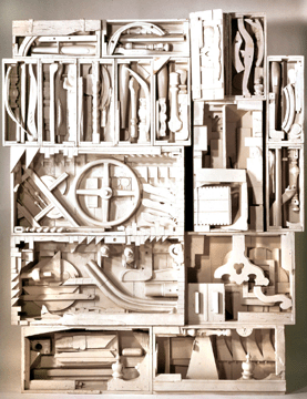 Louise Nevelson, "Dawn's Wedding Chapel IV,†from "Dawn's Wedding Feast,†1959‶0, painted wood, 109 by  87 by 13½ inches. Courtesy PaceWildenstein, New York City.  ©Estate of Louise Nevelson / Artists Rights Society (ARS), New York City.