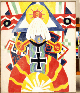 Marsden Hartley, "Painting Number 49, Berlin,†1914‱915, oil on canvas, 47 by 39½ inches. Partial and promised gift of the Barney A. Ebsworth Collection.