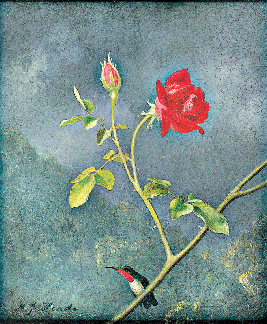 Martin Johnson Heade's "Red Rose with Ruby Throat,†circa 1875‱883, is indicative of the caliber of Nineteenth Century paintings the gallery has handled. Courtesy of a private collection.