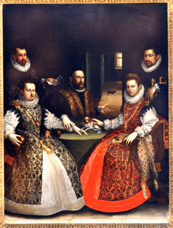 In this grand painting, "Portrait of the Gozzadinia Family,†1584 †measuring nearly 100 by 75 inches †Lavinia Fontana brought together members of the aristocratic Bolognese clan, living and dead. It focuses on the female members of the family. Pinacoteca Nationale, Bologna, Italy.