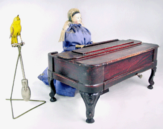 Jerome Secor's American Songbird and clockwork piano player.