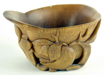 The top lot of the auction was this Chinese rhino horn libation cup from the late Qing dynasty that attained $24,200.