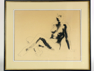 Leading art offerings was this ink figure study of a reclining nude woman by Isamu Noguchi from the "Peking†series that attained $17,325.