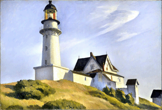 Hopper's stark, monumental homage to lighthouses, "Lighthouse at Two Lights,†1929, was reproduced on a postage stamp to celebrate Maine's sesquicentennial in 1970. Lent by The Metropolitan Museum of Art.