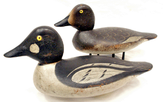 Mason Factory decoys included the pair of goldeneye that sold for $97,750.