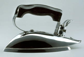 The Sterling Streamline iron, 1930‴0, is one of the many streamlined objects by an unknown designer.