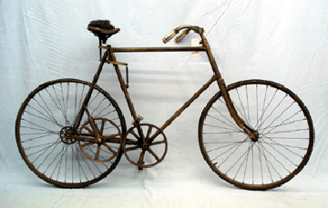 The top lot at $31,900 was a circa 1897 Carroll chainless-spur gear drive by the Carroll Chainless Bicycle Co., Philadelphia. This machine is estate fresh and has an oral family history of being owned by the famous "Diamond Jim†Brady, a sprung cantilever saddle suspension and anatomical Humber saddle.