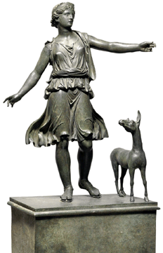 A bronze figure of "Artemis and the Stag,†property from the Albright-Knox Art Gallery, Buffalo, N.Y., achieved $28.6 million at Sotheby's antiquities sale. The sculpture, dating from the late Hellenistic/early Roman Imperial period, circa First Century BC/First Century AD, was sold to Giuseppe Eskenazi, who was bidding on behalf of a private European collector. The price sets a new world record for a sculpture at auction and a new world record for an antiquity at auction.