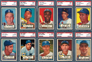 A 1952 Topps PSA-graded complete set tripled its reserve when it achieved $164,500.