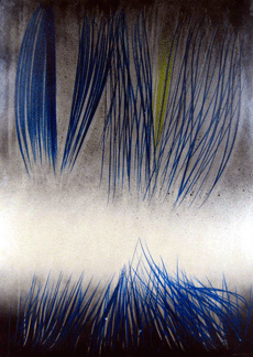 Hans Hartung (German, 1904‱989), abstract painting on board, sold for $84,000, nearly triple its high estimate.