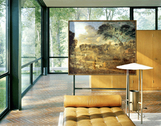 At the foot of Ludwig Mies van der Rohe's prototype for his famous chaise is the painting that Alfred Barr suggested for the Glass House. It is Nicolas Poussin's "Burial of Phocion,†which evokes the pastoral quality of Johnson's Ohio childhood.