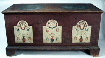 The top lot of the sale was this rare and painted Wythe County, Va., blanket chest, from around 1800, that realized $99,000.