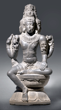 Widely recognized as a superb example of Chola stone sculpture, "Shiva as Brahma,†a life-sized granite sculpture of one of the supreme deities of the Hindu pantheon from the Tenth/Eleventh Century, is one of a group of works recently deaccessioned by the Albright-Knox Art Gallery in Buffalo, N.Y.  The Cleveland Museum of Art acquired the work for $4.072 million at Sotheby's in March; the price set a record for a work of Indian sculpture sold at auction. ₩The Cleveland Museum of Art photo