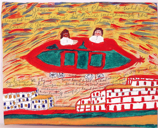 Sister Gertrude Morgan's (1900‱980) ink and paint on cardboard painting, "Jesus is My Airplane,†sold for $20,700.