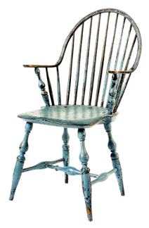 The continuous arm Windsor in arresting blue paint, from the Lefkowitz collection, sold for $63,800.