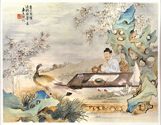 Lu Hui (1851‱920), "Album of Figure Paintings after Old Masters (Leaf C),†album of ten leaves, ink and colors on silk; each leaf 11 by 14 inches. Collection of Roy and Marilyn Papp, courtesy of Phoenix Art Museum.