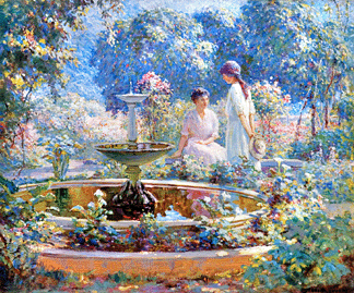 Abbott Fuller Graves (American, 1859‱936), "The Fountain,†oil on canvas, 25 by 30 inches, signed "Abbott Graves†lower right, brought $150,000.