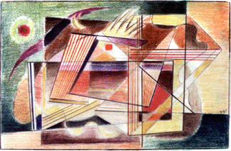 "Geometric Abstraction†by Werner Drewes, 1937. Pastel and colored pencil on parchment, 15 1/8  by 18½ inches. 
