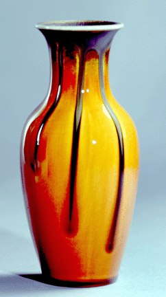 A Rookwood Pottery vase, circa 1932, with strong Oriental design. Exhibited in "American Art Pottery†at the Orlando Museum of Art in 1995.