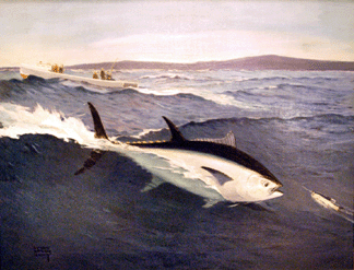 The Lynn Bogue Hunt oil on canvas, "Blue-Fin Tuna,†garnered a record price for the artist of $126,000. 