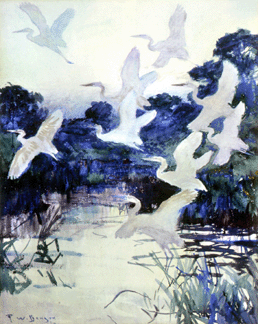 The Frank Benson watercolor titled "Flight of Egrets†went out at $99,000.