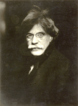 The opening exhibition of photographs in the Perelman Building's Levy Gallery features the work of the medium's titan, Alfred Stieglitz (1864‱946), leader of the movement to have photography recognized as a form of art. This self-portrait, dating to around 1911, suggests his strong and compelling personality.