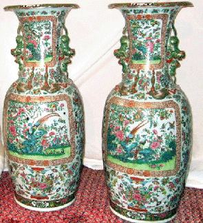 A pair of Rose Medallion temple vases fetched $6,600.