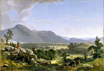 In "Dover Plains, Dutchess County, New York,†1848, curator Linda S. Ferber says Durand "integrated the foreground (and figures)&⁥ffectively into an expansive aerial view grounded in actual topography and climate&‮†Smithsonian American Art Museum (SAAM exhibition).