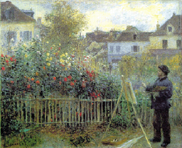Pierre-Auguste Renoir (French, 1841‱919), "Monet Painting in his Garden in Argenteuil,†circa 1873, 19¾ by 24½ inches. Wadsworth Athenaeum, Hartford, Conn.