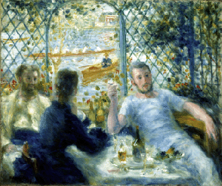 Pierre-Auguste Renoir (French, 1841‱919), "Lunch at the Restaurant Fournaise (The Rowers' Lunch),†1875, oil on canvas, 21 5/8 by 25 11/16 inches. The Art Institute of Chicago. ©The Art Institute of Chicago. ⁒obert Hashimoto photo
