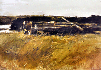 "Logs†by Andrew Wyeth, watercolor on paper, 13¾ by 19 inches, brought $104,400.