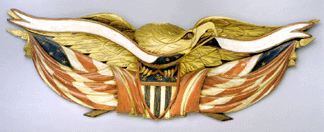 Carved, painted and gilded eagle plaque by John Haley Bellamy, 24½ inches long, sold for $101,500.