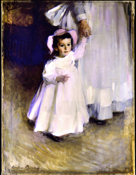 In one of her masterpieces, "Ernesta (Child with Nurse),†1894, Beaux emphasized the vantage point of her 2-year-old niece, while capturing her appealing look as she holds the hand of her cropped-out nurse. The Metropolitan Museum of Art.