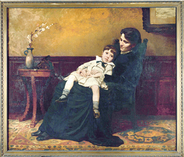 Cecilia Beaux's first major painting, "Les derniers jours d'enfance (The Last Days of Infancy),†1885, showing her sister holding her son, drew on inspiration from James McNeill Whistler and Thomas Eakins. Pennsylvania Academy of the Fine Arts.