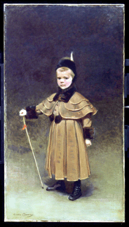 In her highly acclaimed "Cecil Kent Drinker,†1891, Beaux depicted her third nephew standing with impish imperiousness in a coachmen's coat, in a manner that evoked comparisons to the work of Edouard Manet and John Singer Sargent. It was "a likeness to rival any executed in the United States†in 1891, writes Kevin Sharp in the catalog. Philadelphia Museum of Art.