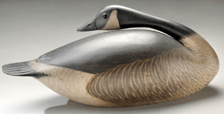 A. Elmer Crowell's sleeping Canada goose decoy, $1.1 million.