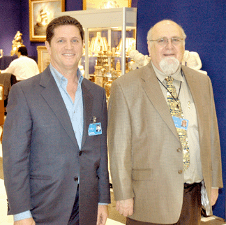 Show manager Kris Charamonde, left, with Westport, Conn., dealer George Subkoff.