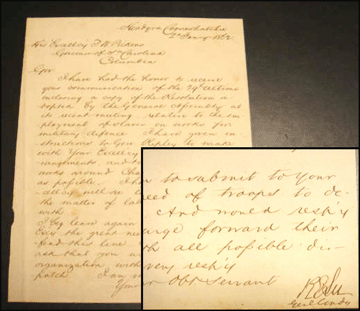 One of the letters written by Confederate General Robert E. Lee, with signature detail. The three letters offered in the sale went to two separate buyers, but totaled $61,000.