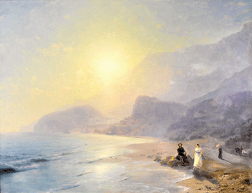 Ivan Konstantinovich Aivazovsky (Crimean, 1817‱900), "Pushkin at the Waters Edge,†1886, oil on canvas, signed and dated lower right, 31 by 40½ inches, realized $1,613,250.