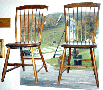 There were "chair lifts†inside and outside the Bromley Mountain base lodge, including these, which were part of an assembled set of four Windsor chairs, circa 1820, at Katona and Lutz, Greenwich, N.J.