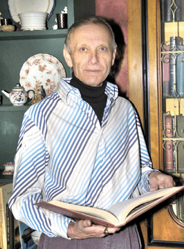 Crossman in his Florida library.