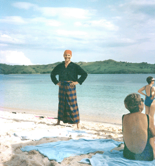 Crossman on the Indonesian island of Komodo in 1992. Eight trips to Asia have informed his scholarship and inspired a series of novels.