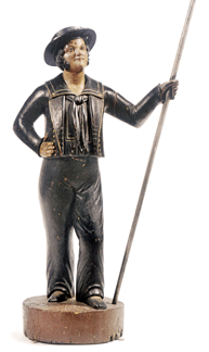 Trade figures deaccessioned by the Atwater Kent Museum in Philadelphia were some of the best on the market in years. Probably from the workshop of Samuel Robb, an expressively carved Jack Tarr in immaculate condition went to the Peabody Essex Museum in Salem, Mass., for $541,000.