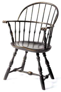 "Must be a record for a Windsor at auction,†Ron Bourgeault said as he knocked down a Massachusetts bow back armchair by William Seaver, circa 1780‱800, for $162,400. The chair opened at $20,000 and climbed rapidly with bidding coming from a series of phones and one determined man in the room who came out the winner. The chair is branded "Seaver†under the seat and the overall height is 37 inches. Francis Bealey of Essex, Conn., is in the provenance.