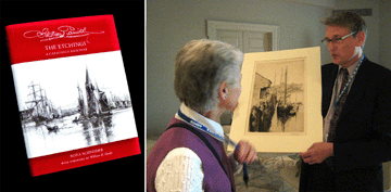 Shown left, Stephen Parrish / The Etchings: A Catalogue Raisonné, which is being published in November. Right, at The Baltimore Museum of Art, senior curator of prints Jay Fisher discusses some of the fine points of "A Gloucester Wharf,†1886, S. 118, by Stephen Parrish with catalog author Rona Schneider. 