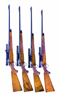 The top lot of the auction was "The Fantastic Four†set of Ulrich engraved and gold inlaid Winchester Model 70 bolt-action rifles that attained $166,750.