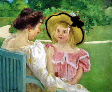American expatriate artist Mary Cassatt, who exhibited with the French Impressionists, is best known for her endearing depictions of mothers and children, such as "In the Garden,†a 1904 pastel.