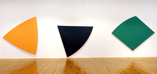 Ellsworth Kelly, "Three Panels: Orange, Dark Gray, Green,†1986, oil on canvas, three parts, overall 9 feet 8 inches by 34 feet 4½ inches. Foundation and the Museum of Modern Art New York. Fractional Gift of the Douglas S. Cramer Gift of Douglas S. Cramer Foundation. ©2007 Ellsworth Kelly