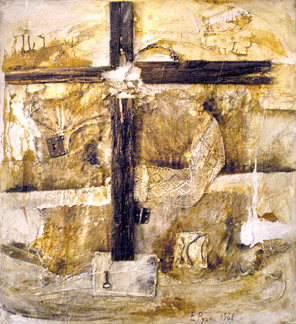 The Eugene Rukhin mixed media and wood on linen titled "Cross,†1968, was another of the lots to establish a record price paid at auction at $113,525.